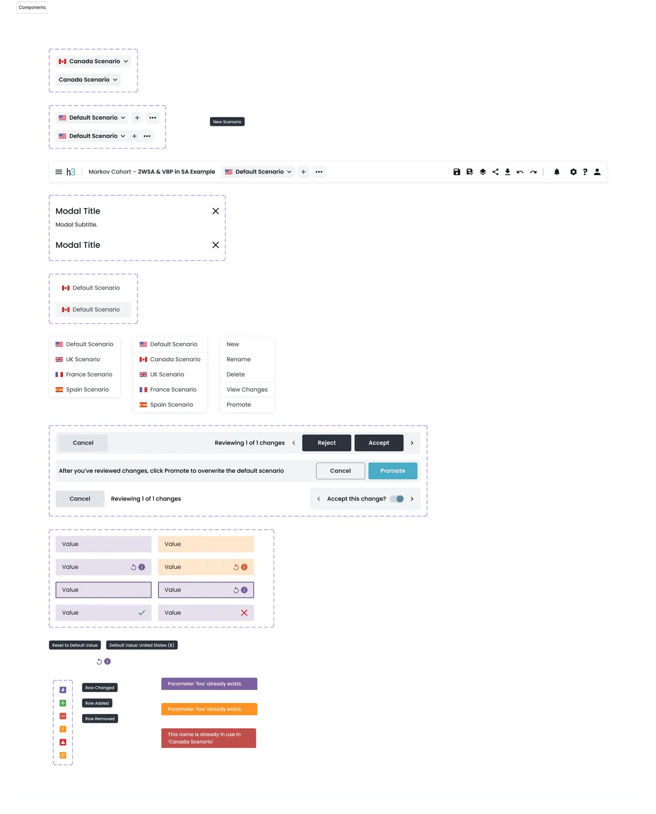Atomic and molecular components created in Figma